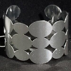 NWT - Geometric Fashion Adjustable Silver Metal Bangle